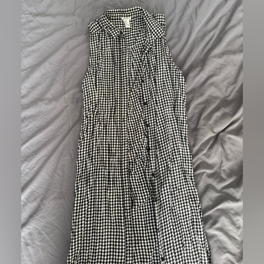 Forever 21 Black and White Gingham Midi Dress